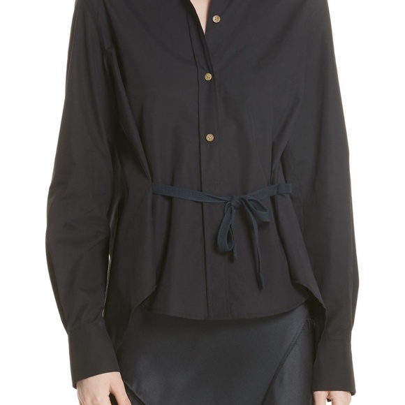 NWT Vince Tie Front Cotton Blouse - Picture 3 of 7